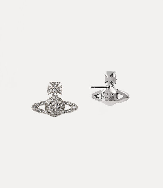 Vivienne Westwood Grace Bas Relief Stud Earrings in PLATINUM/CRYSTAL Crystal